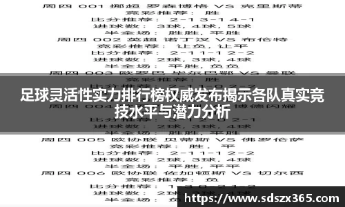 足球灵活性实力排行榜权威发布揭示各队真实竞技水平与潜力分析